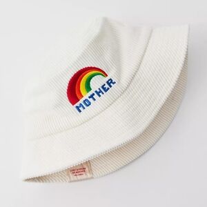 NWT MOTHER Denim The Bucket List Corduroy Bucket Hat Cream Rainvow